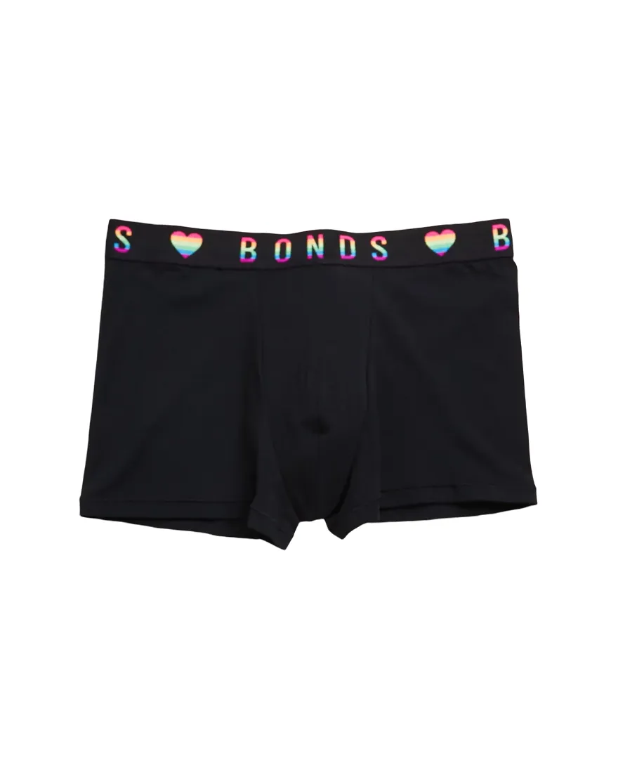 3 x Bonds Mens Guyfront Pride Trunk Underwear Undies Black