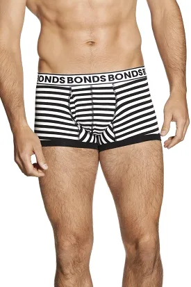 5 x Bonds Mens Striped Fit Trunk Trunks Underwear Black White