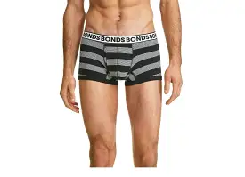 5 x Bonds Mens Striped Fit Trunk Trunks Underwear White Black