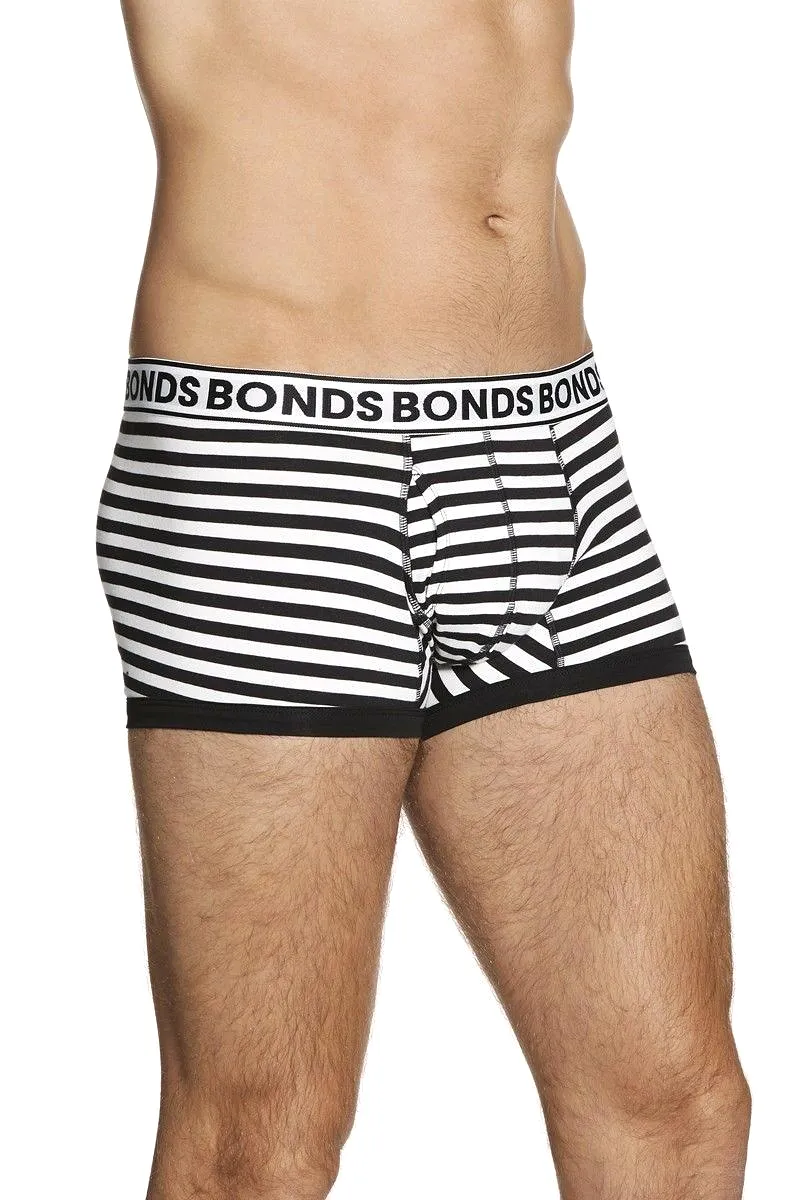 5 x Bonds Mens Striped Fit Trunk Trunks Underwear White Black