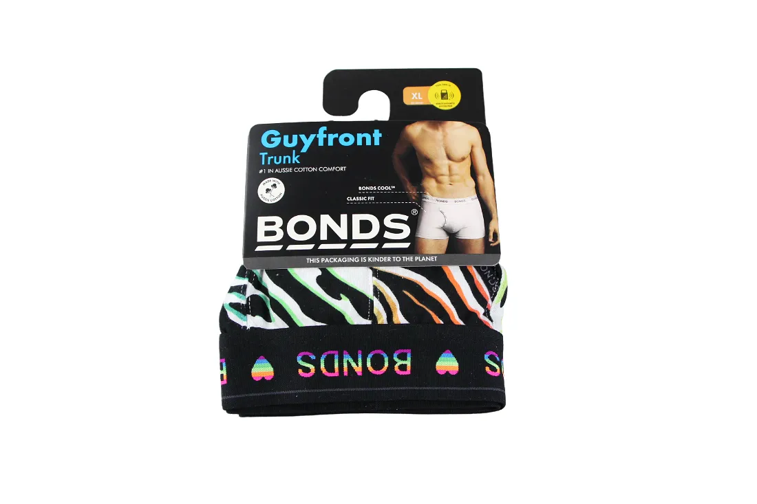 6 x Bonds Mens Guyfront Pride Trunk Underwear Undies Black Multi