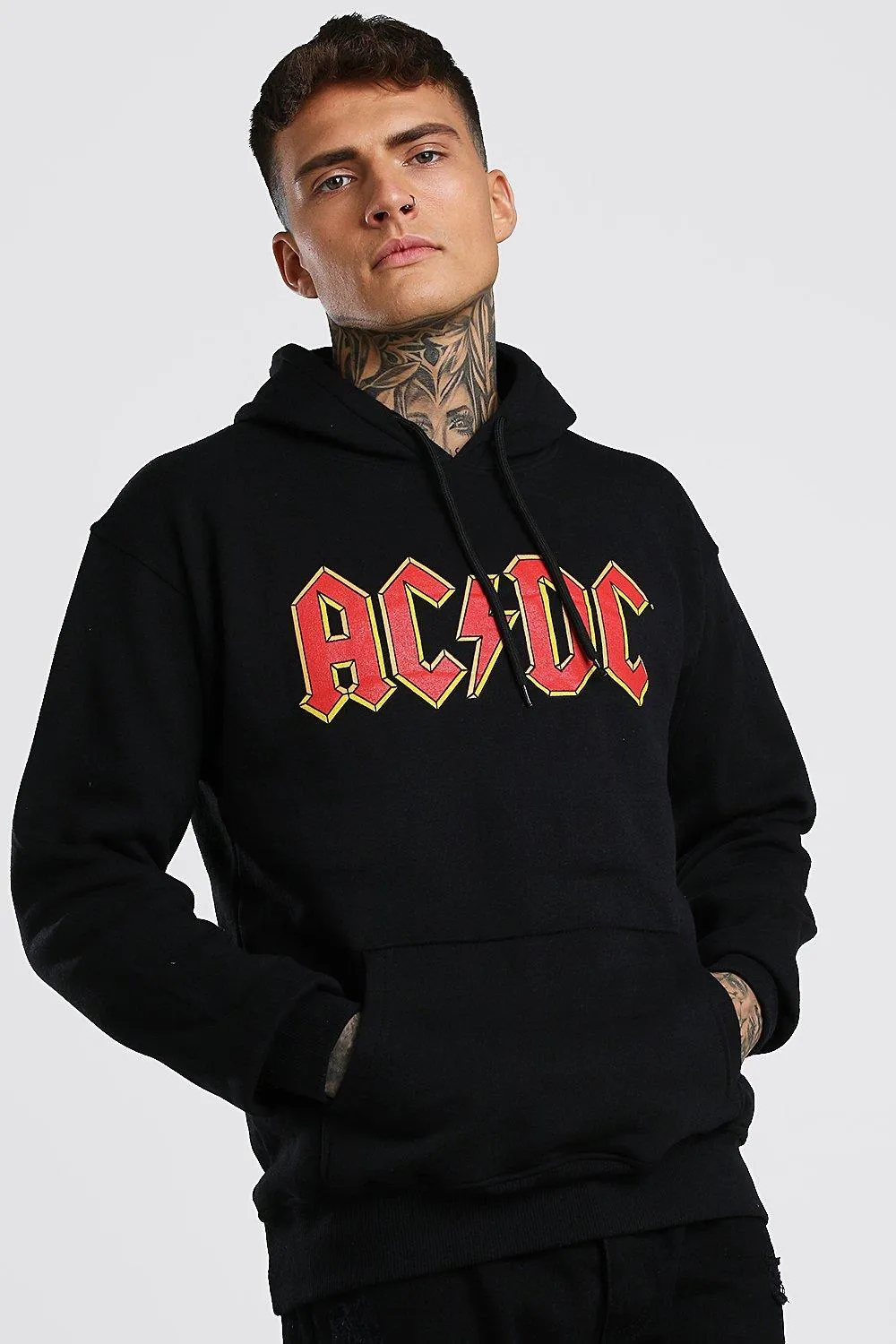 AC-DC Print Hoodie | boohooMAN UK