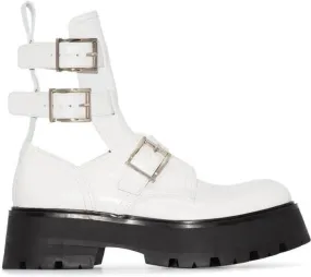 Alexander McQueen buckle-fastened caged boots White