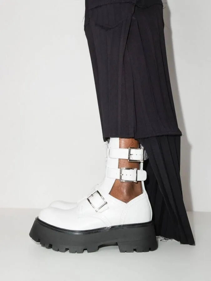 Alexander McQueen buckle-fastened caged boots White