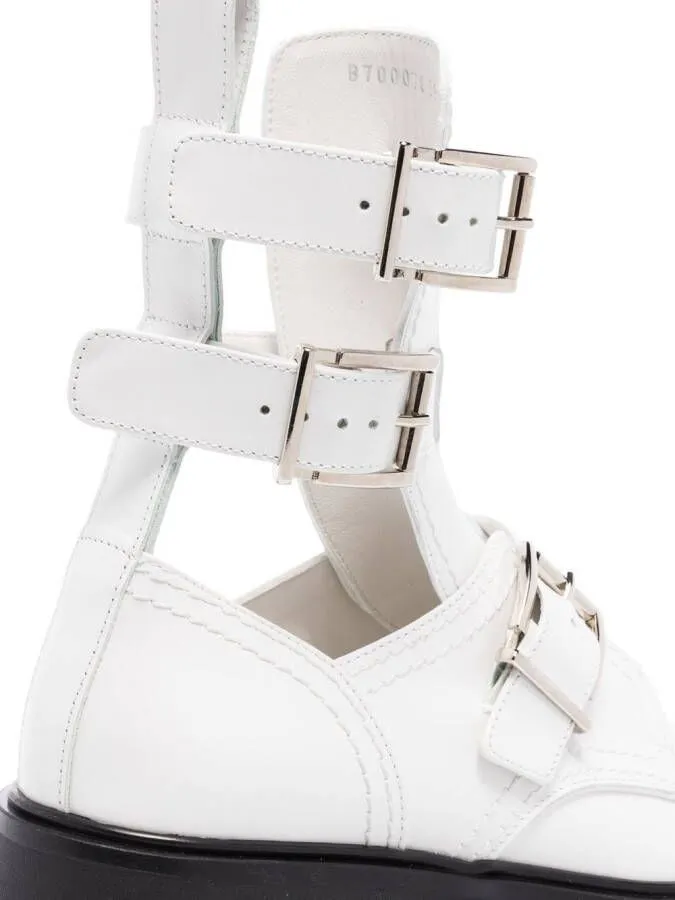 Alexander McQueen buckle-fastened caged boots White