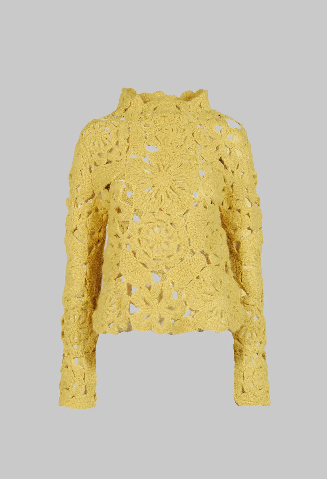 Amber Hand Crochet Sweater in Yellow