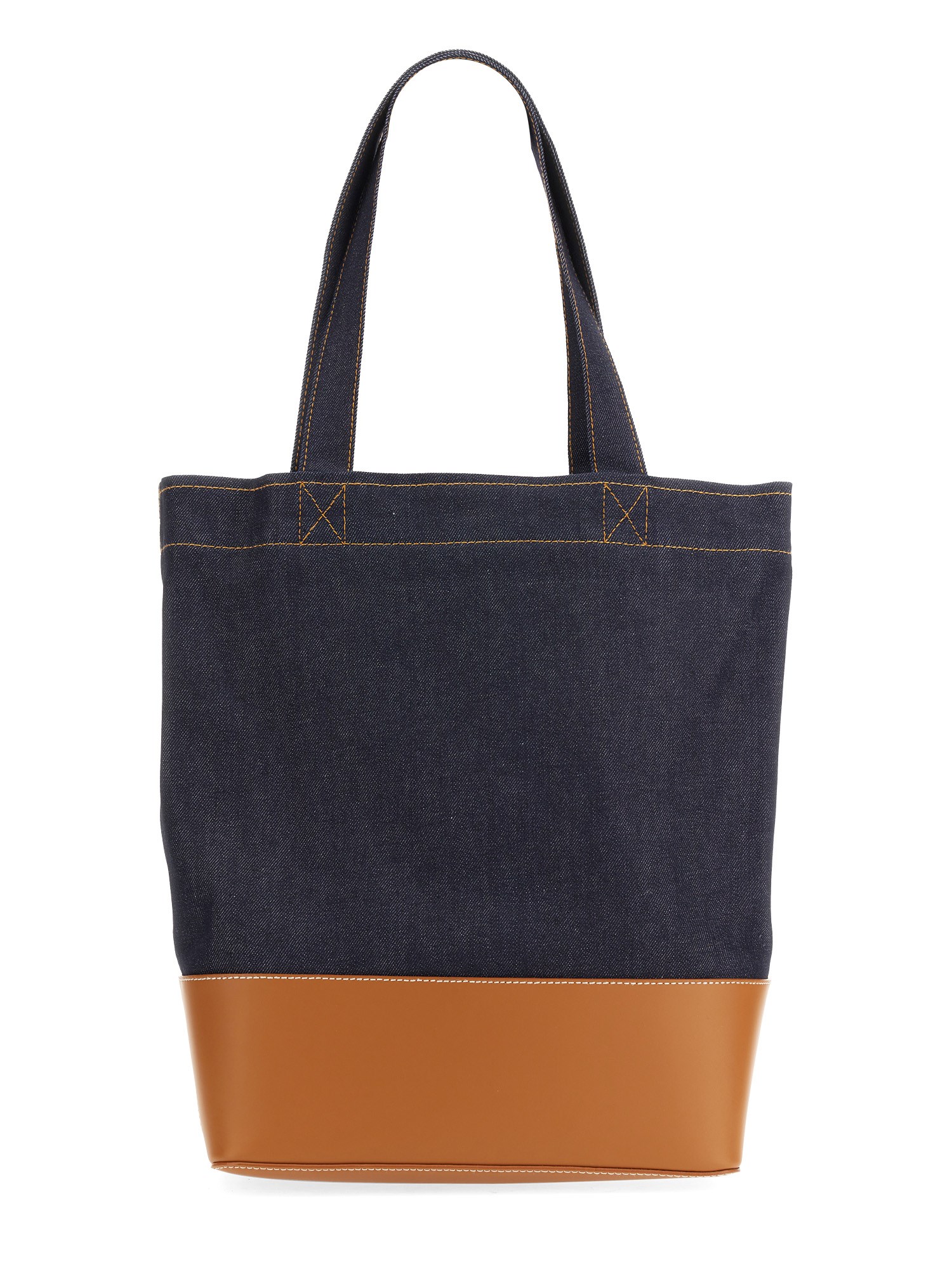 A.P.C.    AXEL TOTE BAG IN DENIM AND LEATHER