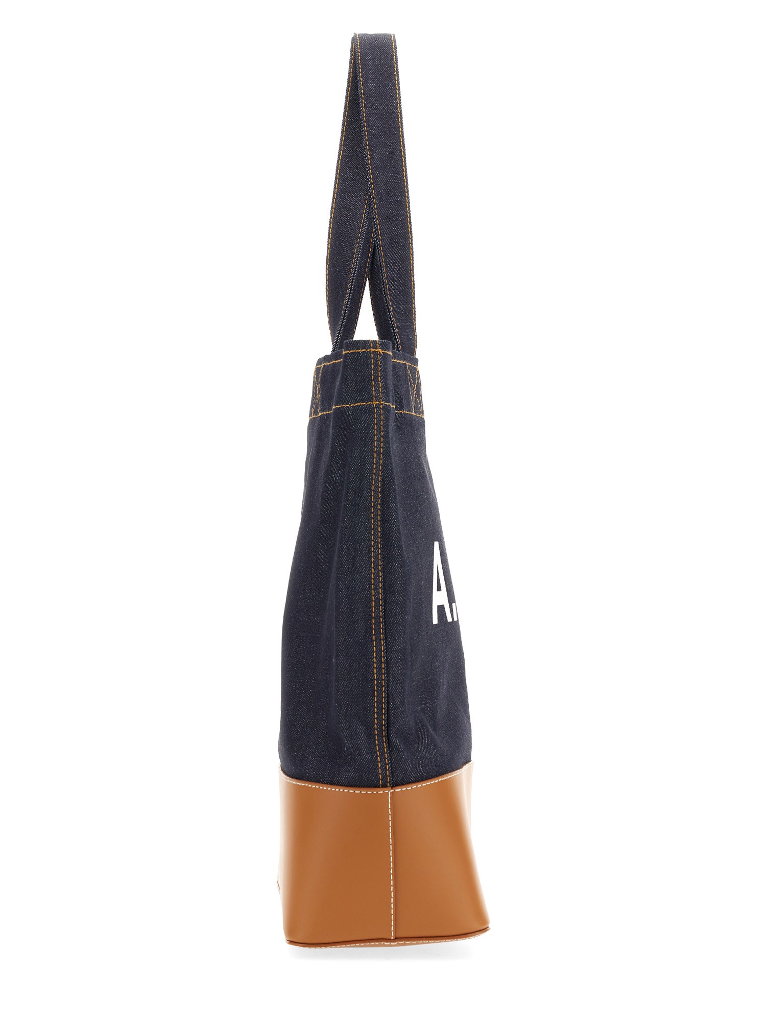 A.P.C.    AXEL TOTE BAG IN DENIM AND LEATHER