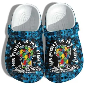 Autism Awareness His Fight Is My Fight Autism Uncle Puzzle Pieces Crocs Crocband Clog Shoes