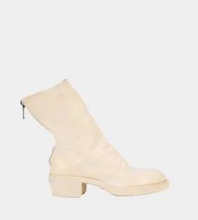 Back Zip Mid Boots - White