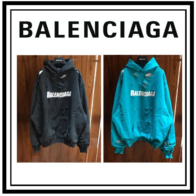 BALENCIAGA  |Caps destroyed hoodie in white