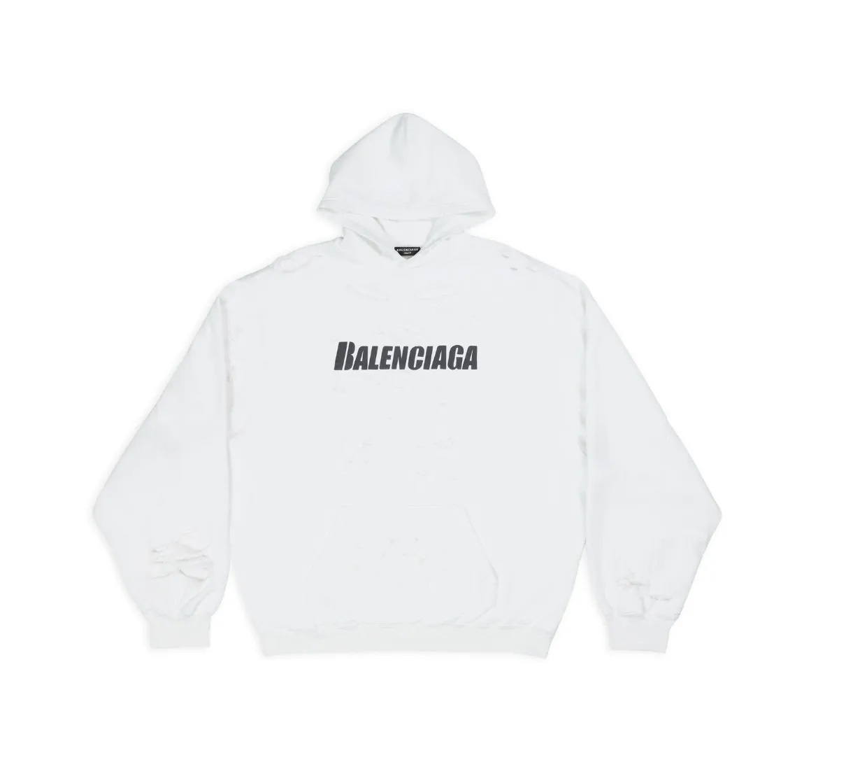 BALENCIAGA  |Caps destroyed hoodie in white