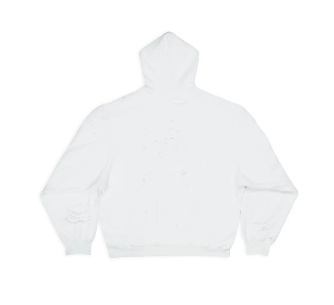 BALENCIAGA  |Caps destroyed hoodie in white