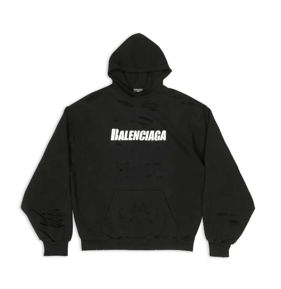 BALENCIAGA  |Caps destroyed hoodie in white