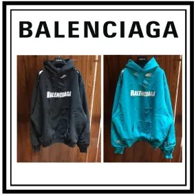 BALENCIAGA  |Caps destroyed hoodie in white