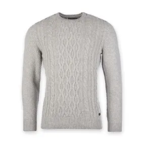 Barbour - Chunky Cable Knit Crew Neck Jumper in Fog