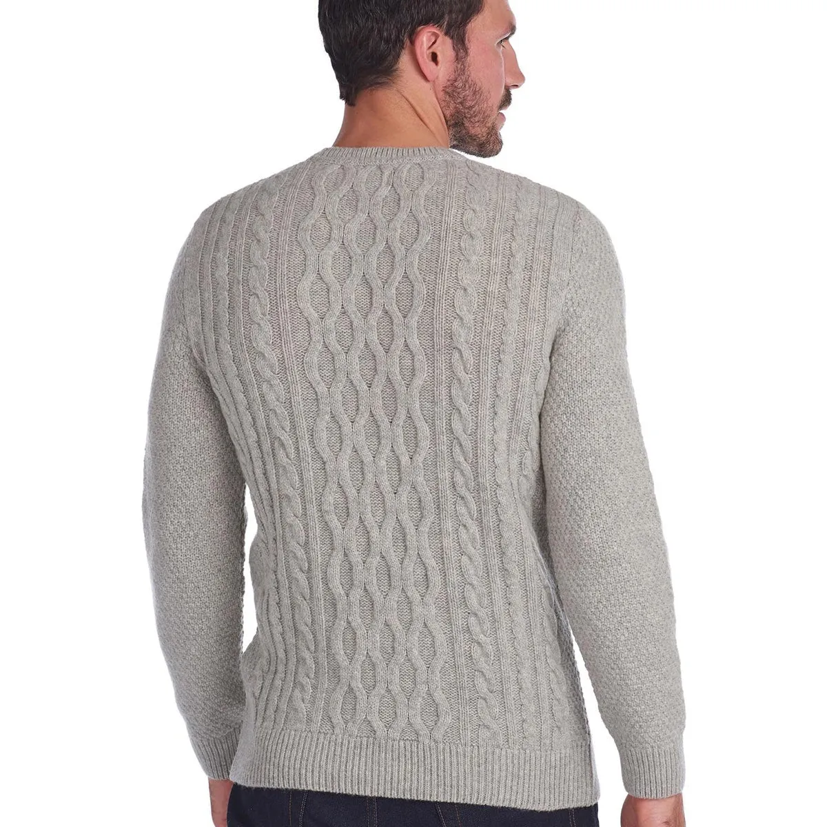 Barbour - Chunky Cable Knit Crew Neck Jumper in Fog