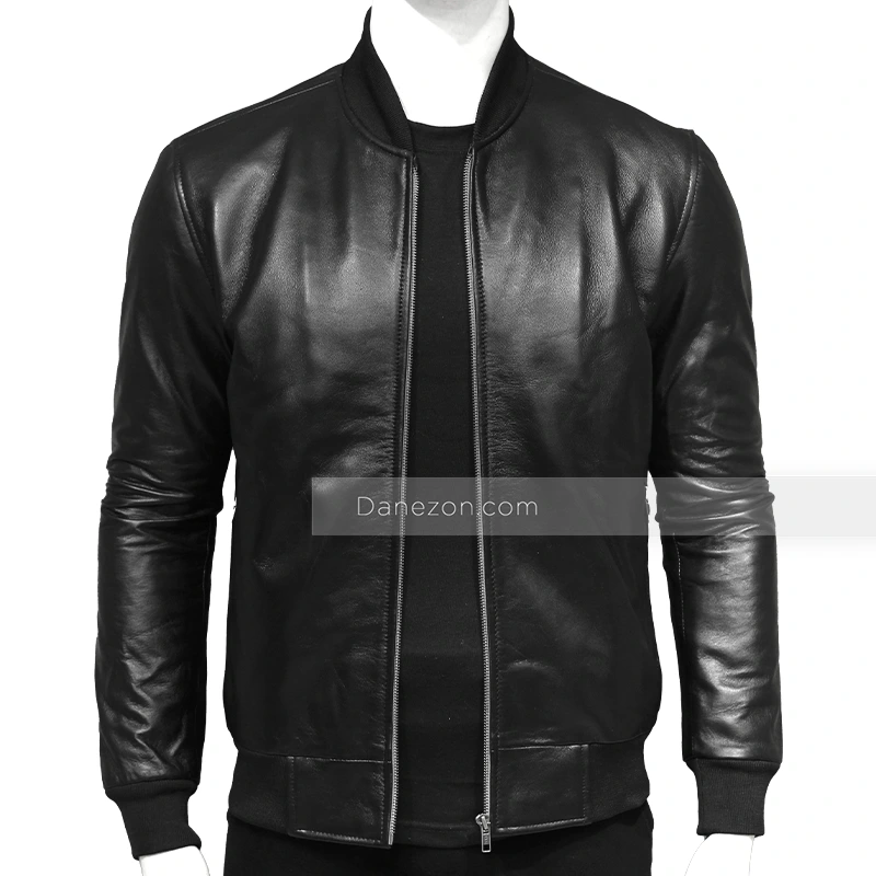 Black Leather Bomber Jacket | Black Bomber Jacket for Mens