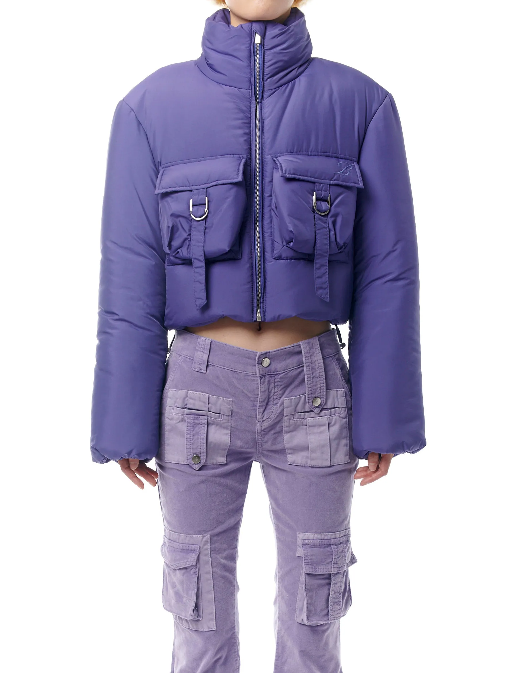 Blumarine Purple Cargo Puffer Jacket