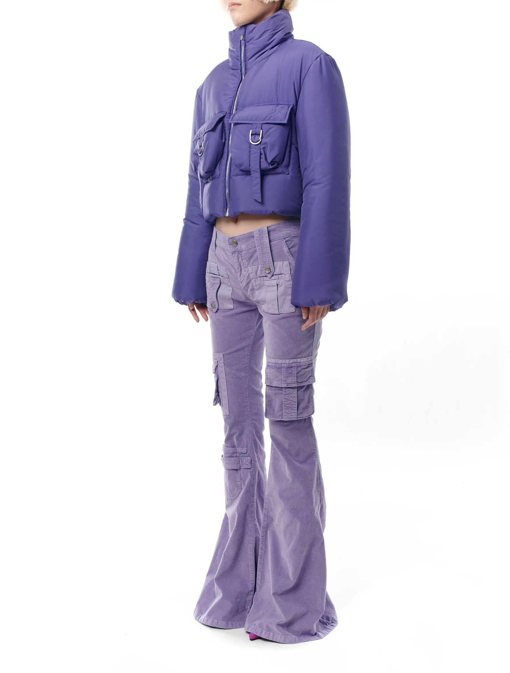 Blumarine Purple Cargo Puffer Jacket