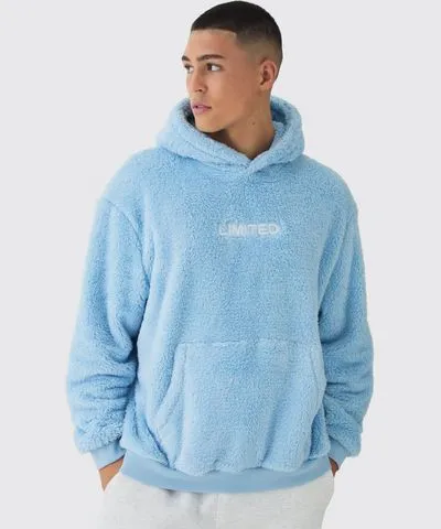 boohooMAN Mens Oversized Limited Teddy Borg Hoodie