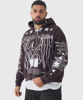 boohooMAN Mens Plus Oversized Official Man Print Hoodie