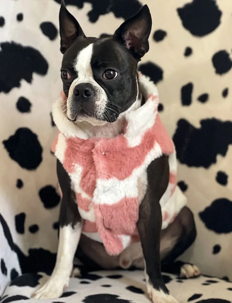 B!TCH I'M A COW FAUX FUR DOG JACKET - PINK