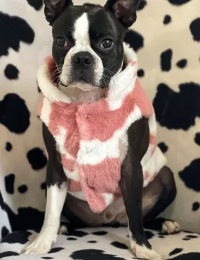 B!TCH I'M A COW FAUX FUR DOG JACKET - PINK