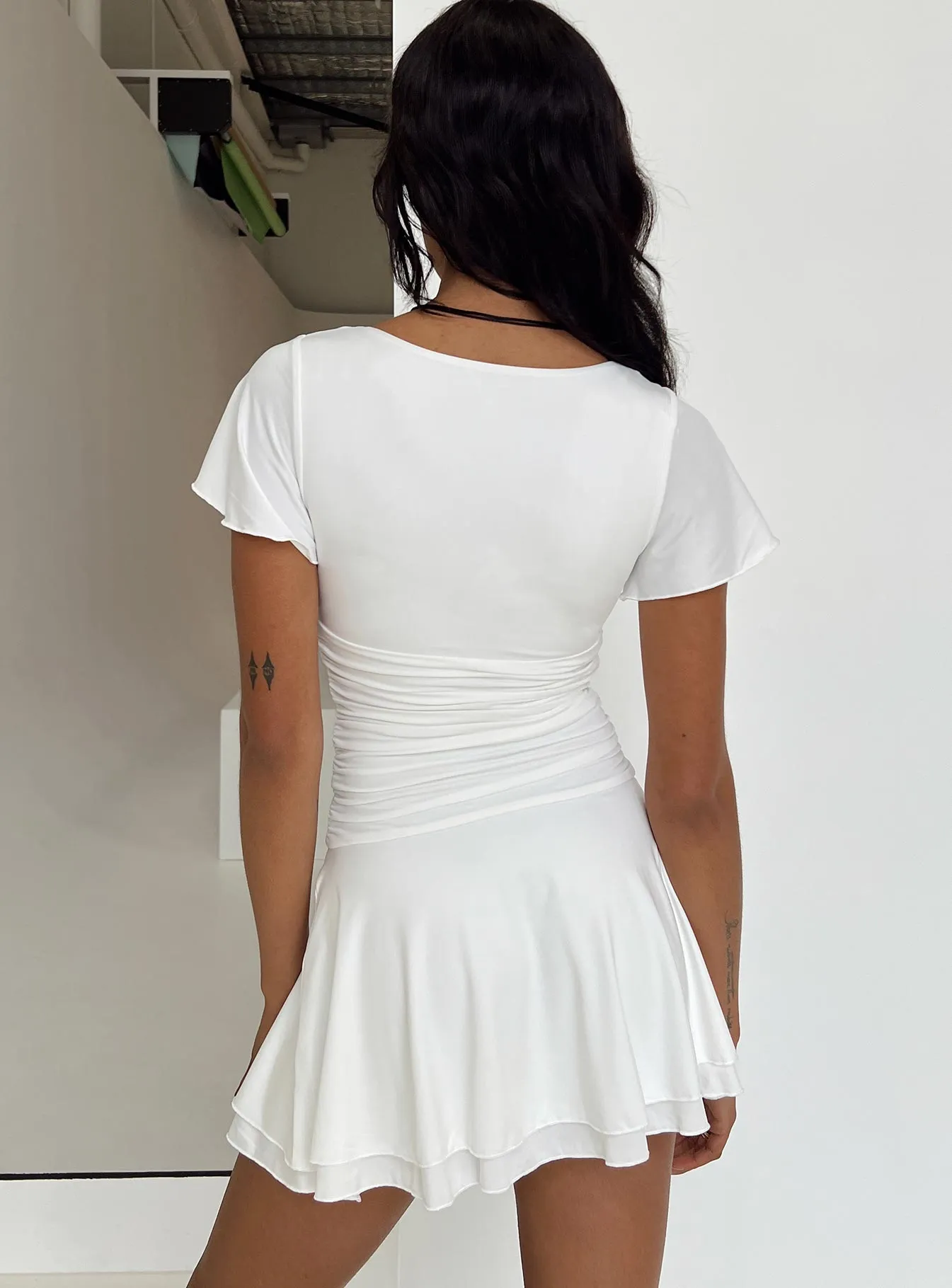 Canino Mini Dress White