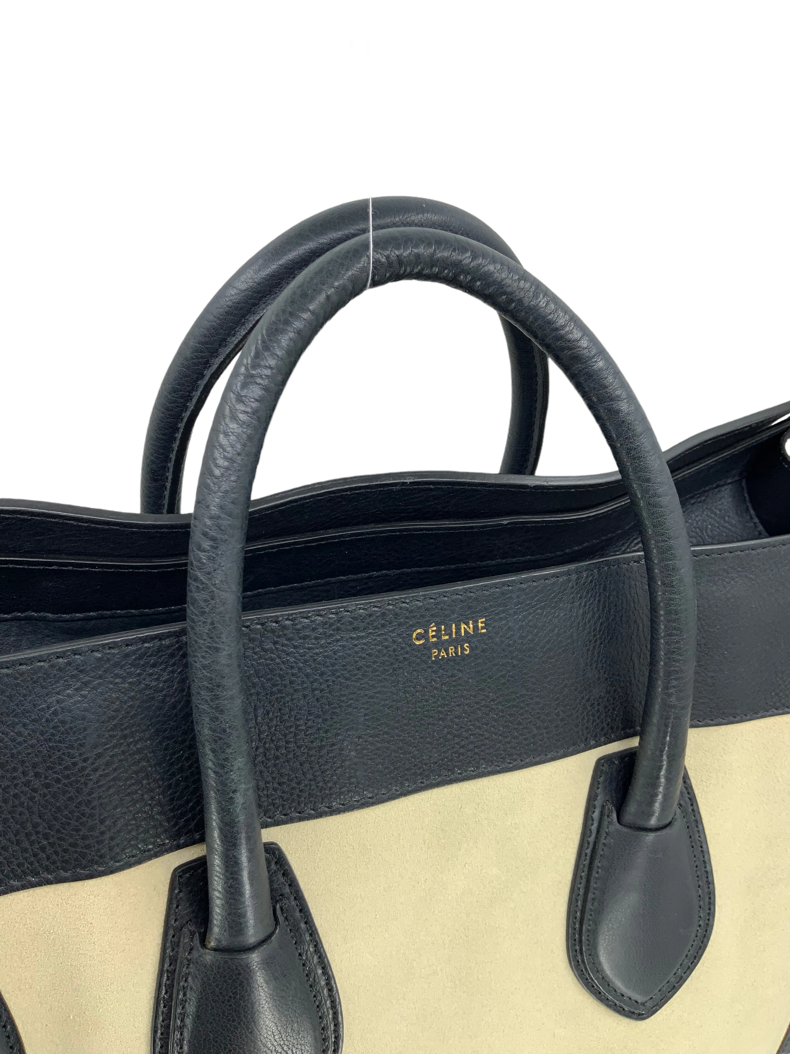 Celine Nubuck Calfskin Leather Medium Luggage Tote Bag