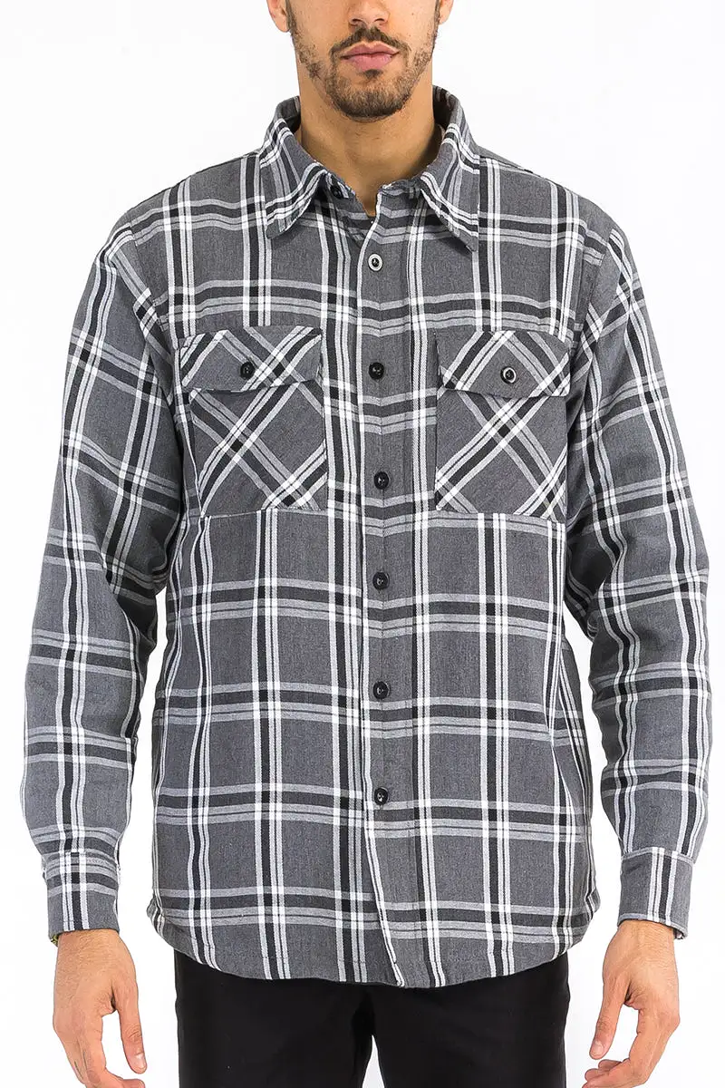 Checkered Plaid Quilted Flannel Jacket