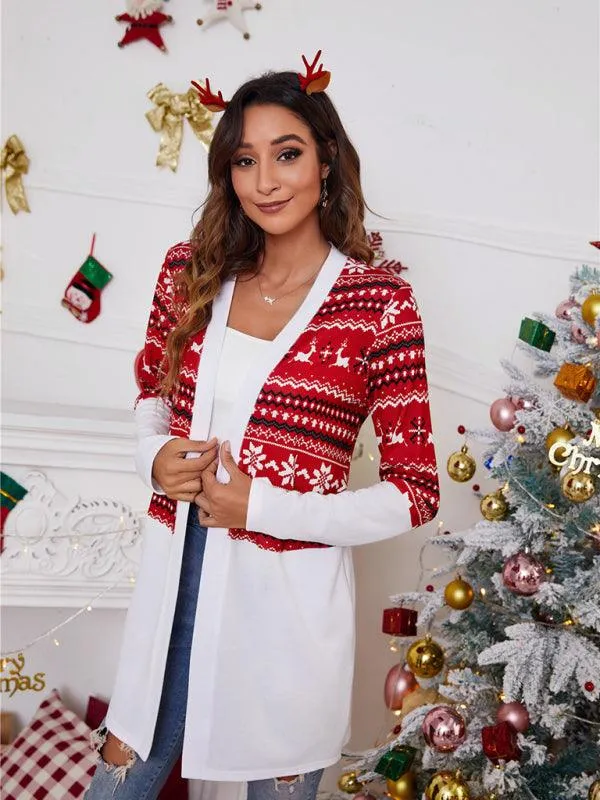 Christmas Print Casual  Women Cardigan Sweater