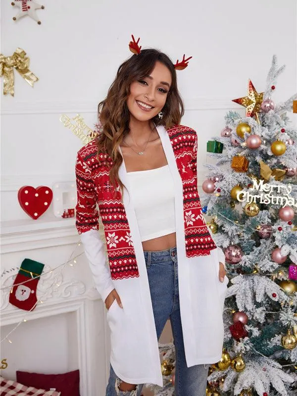 Christmas Print Casual  Women Cardigan Sweater