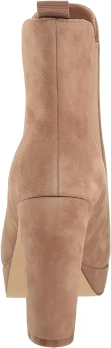 Cole Haan Remi Platform Light Whiskey Suede Almond Toe Pull On Ankle Boots