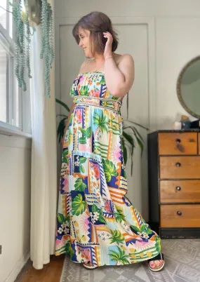 Collage Print Maxi Dress