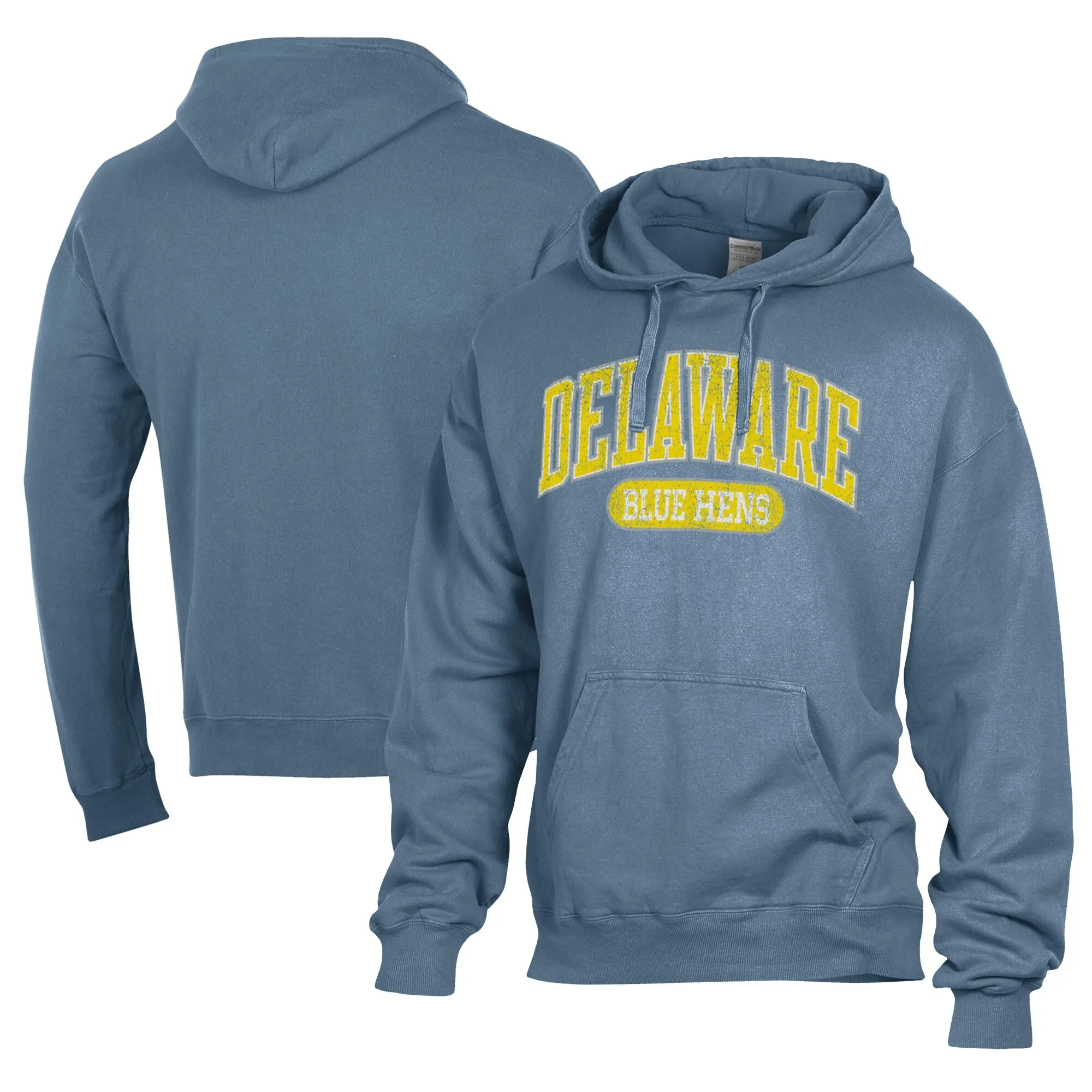 Comfort Wash  Delaware Fightin' Blue Hens Blue Lightweight Fleece Pullover Hoodie