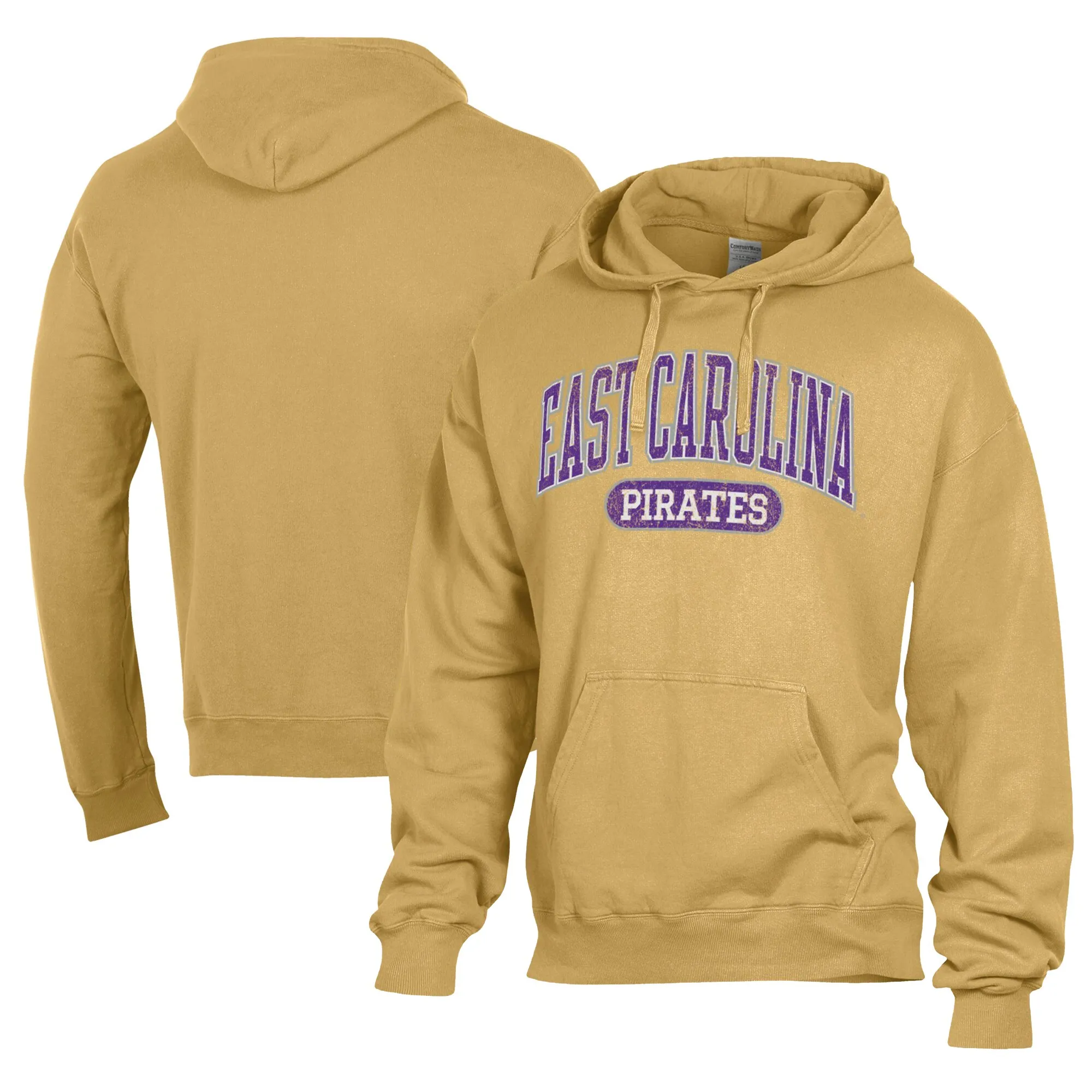 Comfort Wash  ECU Pirates Gold Lightweight Fleece Pullover Hoodie