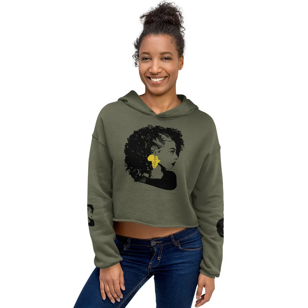 Curly Hair Black Beauty Crop Hoodie