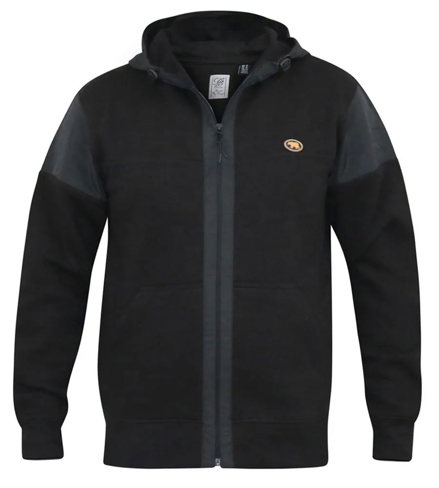 D555 Big Mens Couture Hoodie With Woven Contrast Fabric Trim (DEAN)