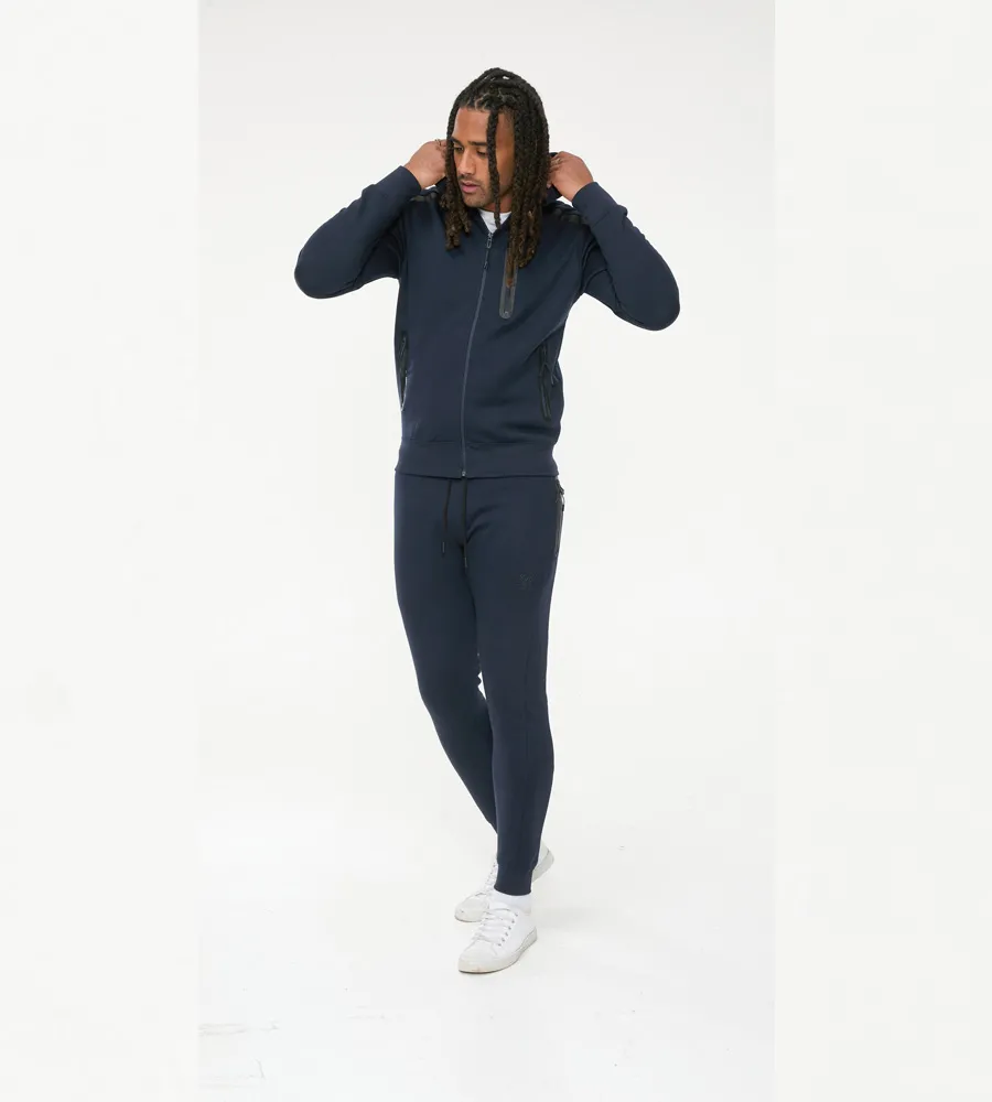 D555 Mens Navy Couture Hoodie With Reversed Zips (GABRIEL)