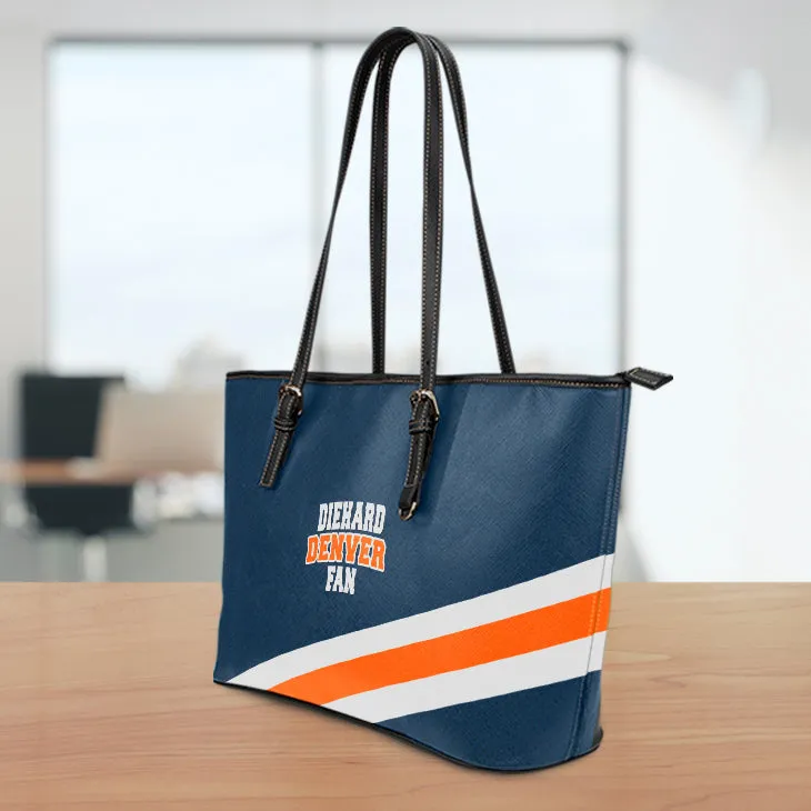 Diehard Denver Fan Sports Leather Tote Bag Navy