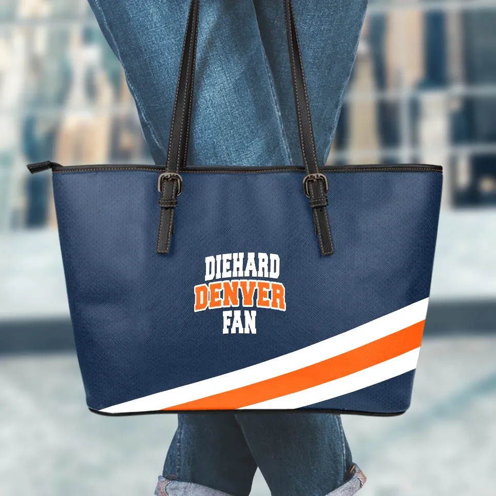 Diehard Denver Fan Sports Leather Tote Bag Navy