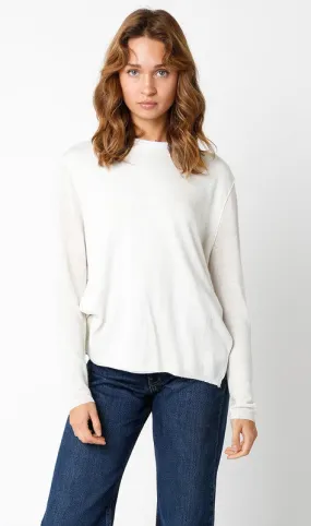 Double Layer Illusion Sweater Top  -  Cream