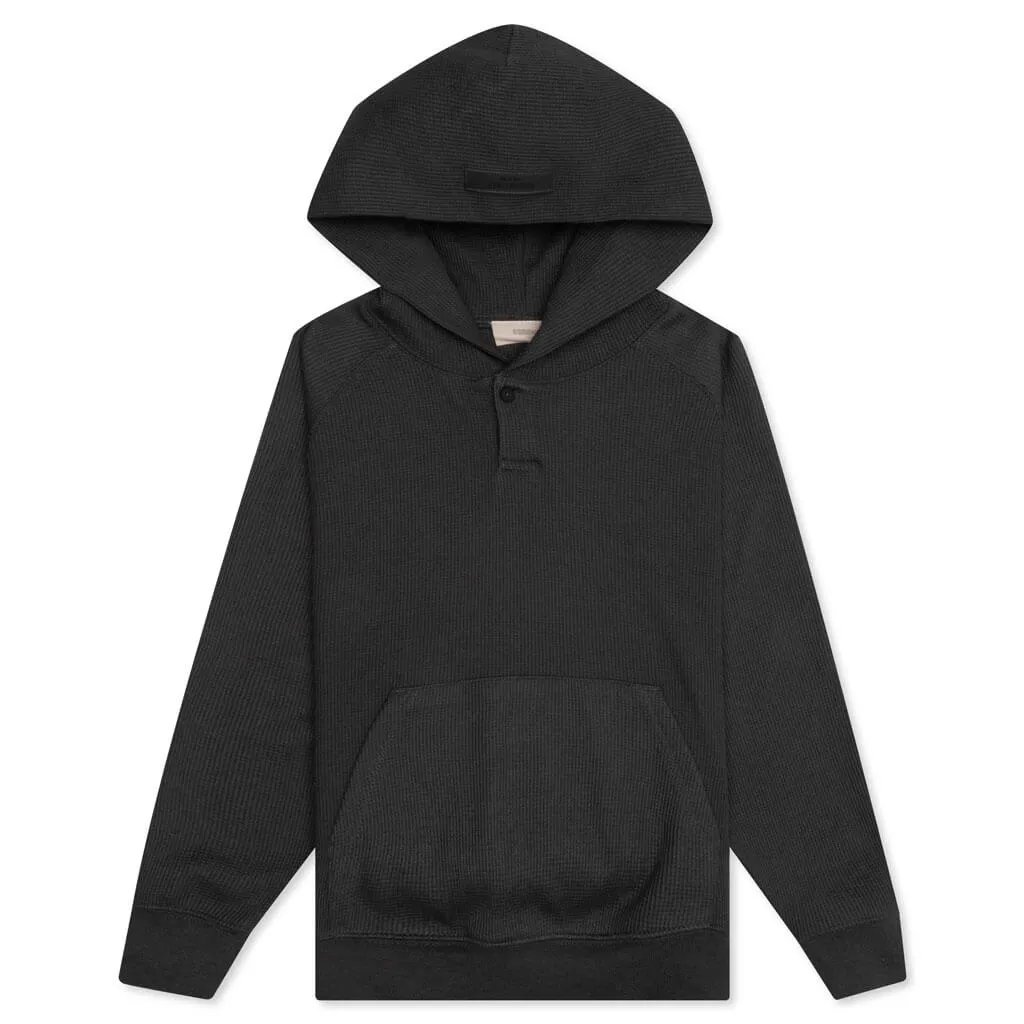 Essentials Kid's Waffle Henley Hoodie - Iron