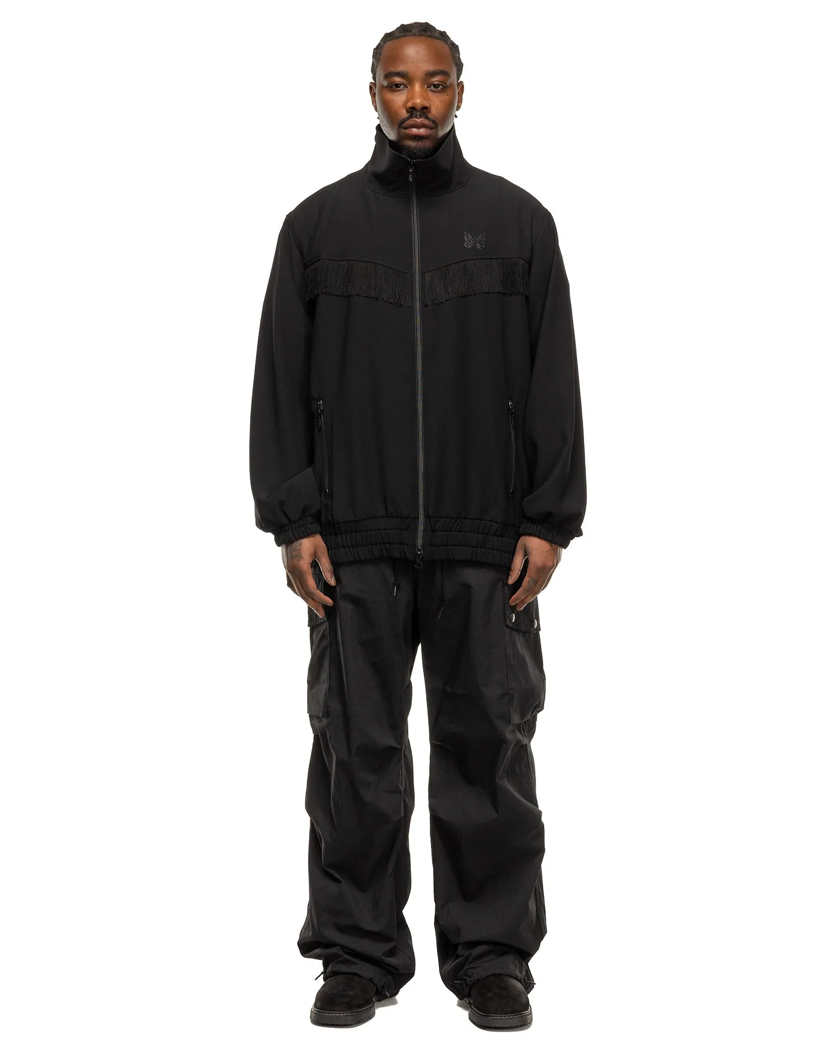 Fringe Track Jacket - Poly Kersey Black