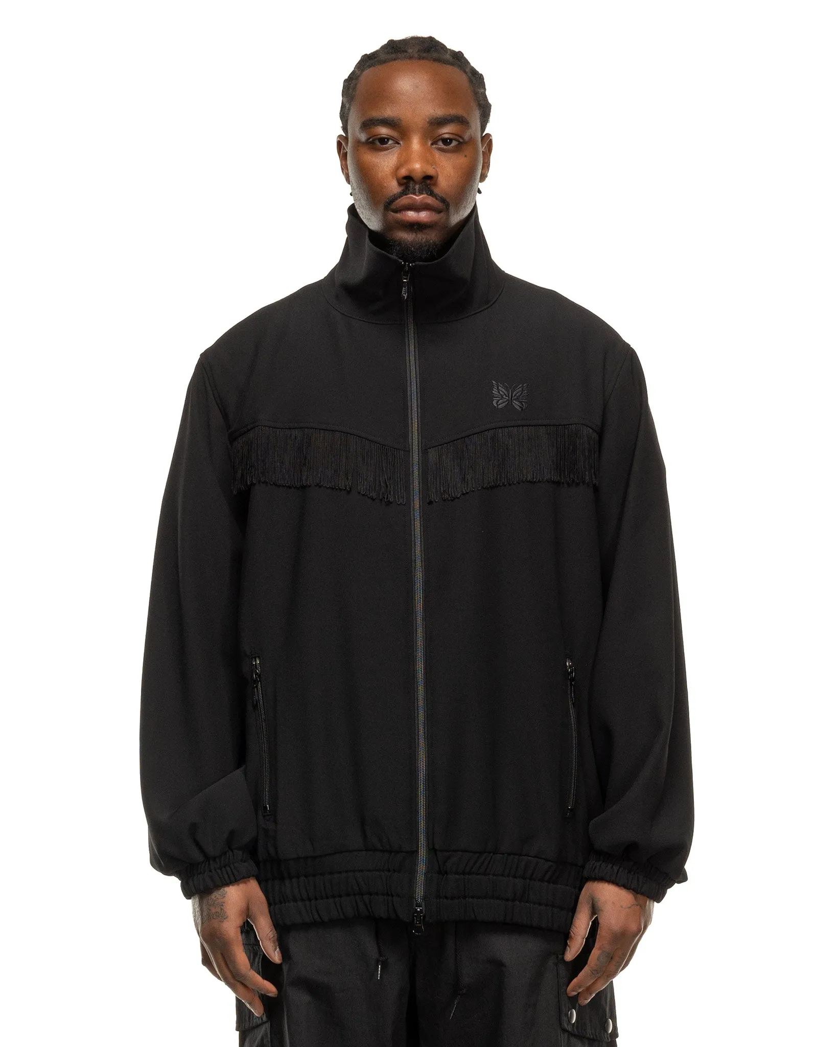 Fringe Track Jacket - Poly Kersey Black