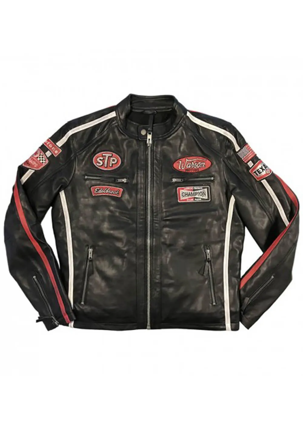 Grand Prix Mens Warson Daytona Leather Race Jacket Black