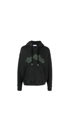 Green Bacchus Print Skate Hoodie - Black