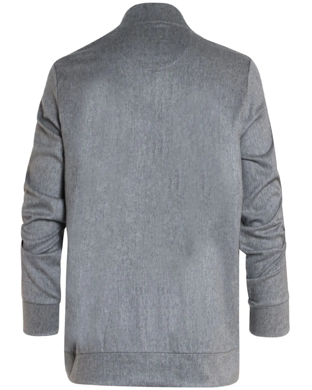 Grey Velour Cashmere Baseball Zip Front Jacket