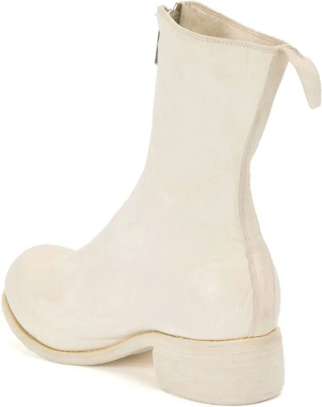 Guidi front-zip ankle boots White